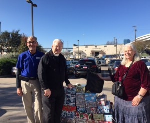 L-R, Union Gospel Mission, the Rev. Stanley Manekis of UGM, and the, Rev. Sandi Michels of St. Elisabeth/Christ the King, Fort Worth